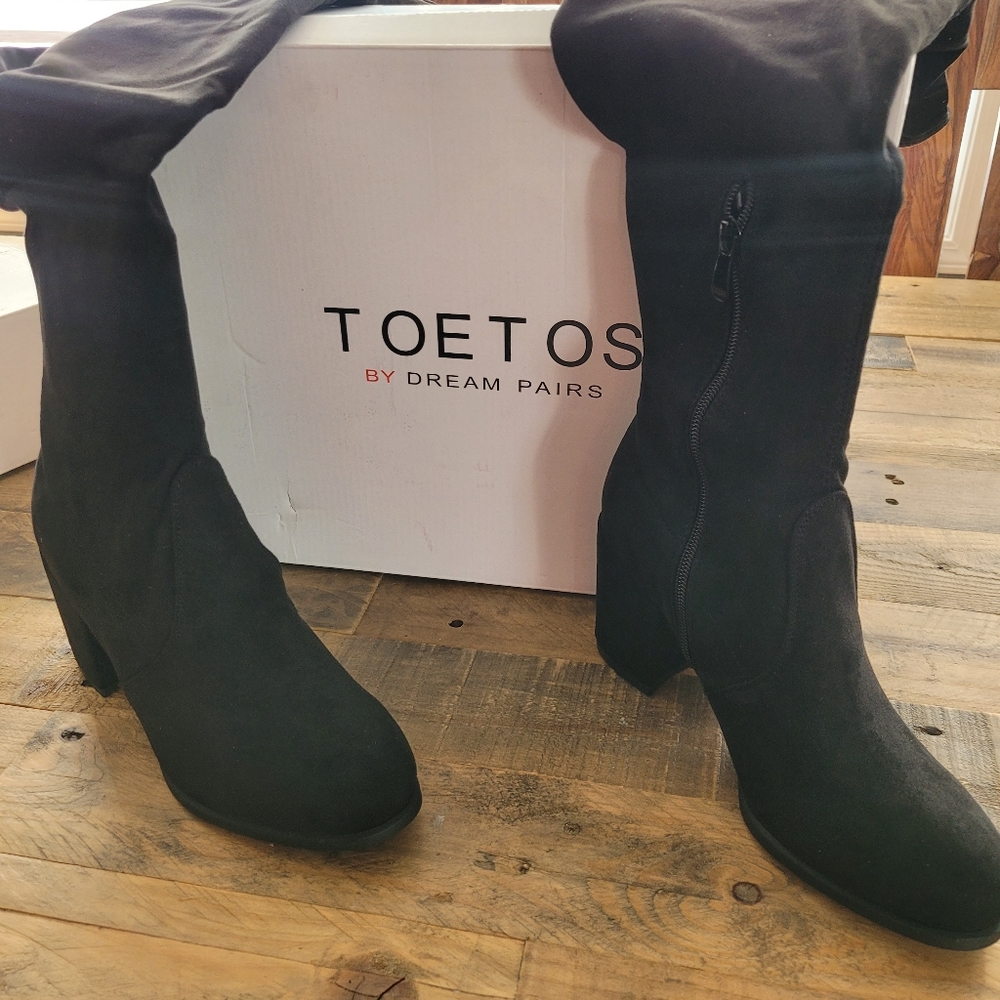 NEW DREAM PAIRS Women's Over The Knee Thigh High Chunky Heel Boots Size 7